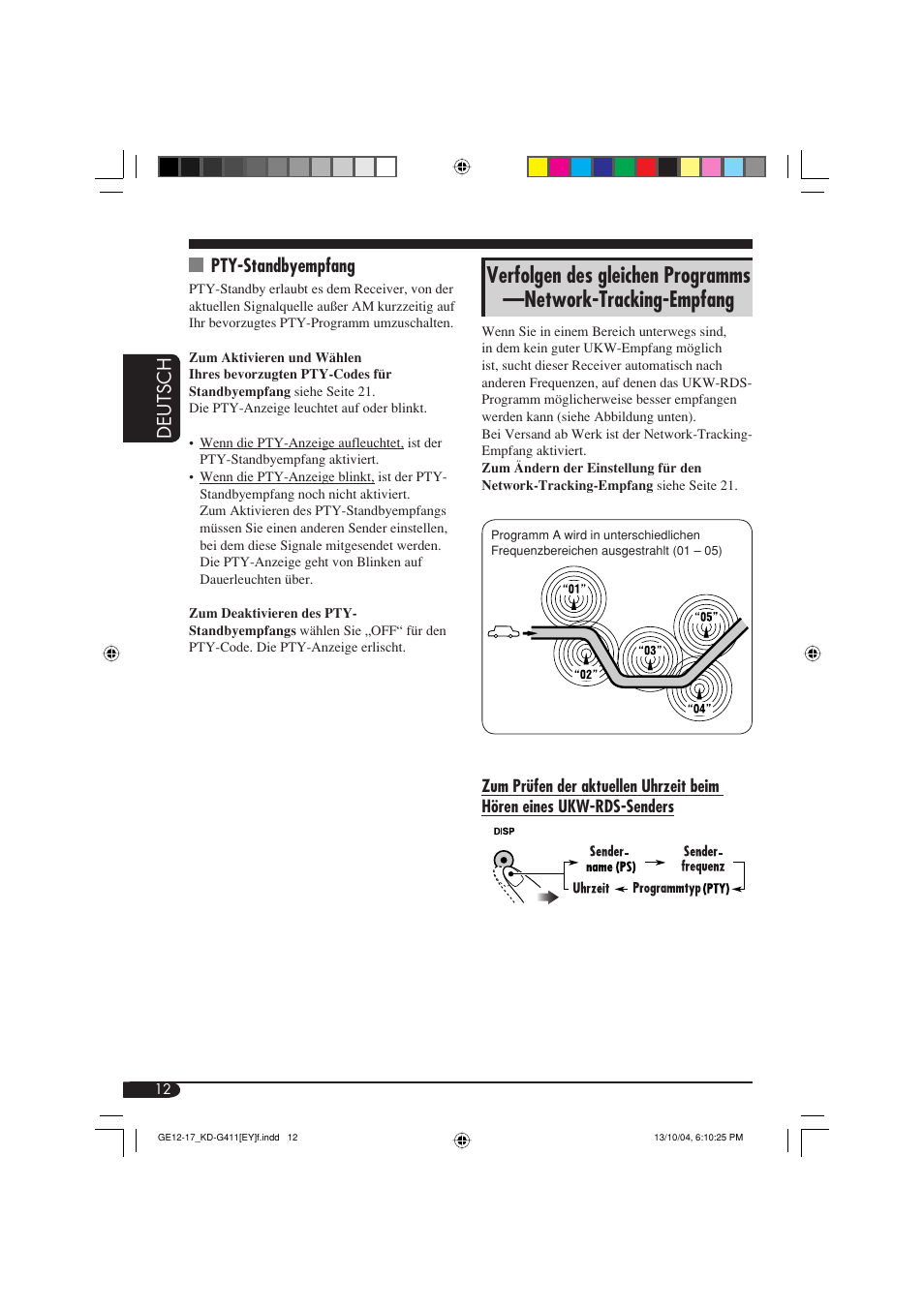 Deutsch pty-standbyempfang | JVC KD-G411 User Manual | Page 40 / 86