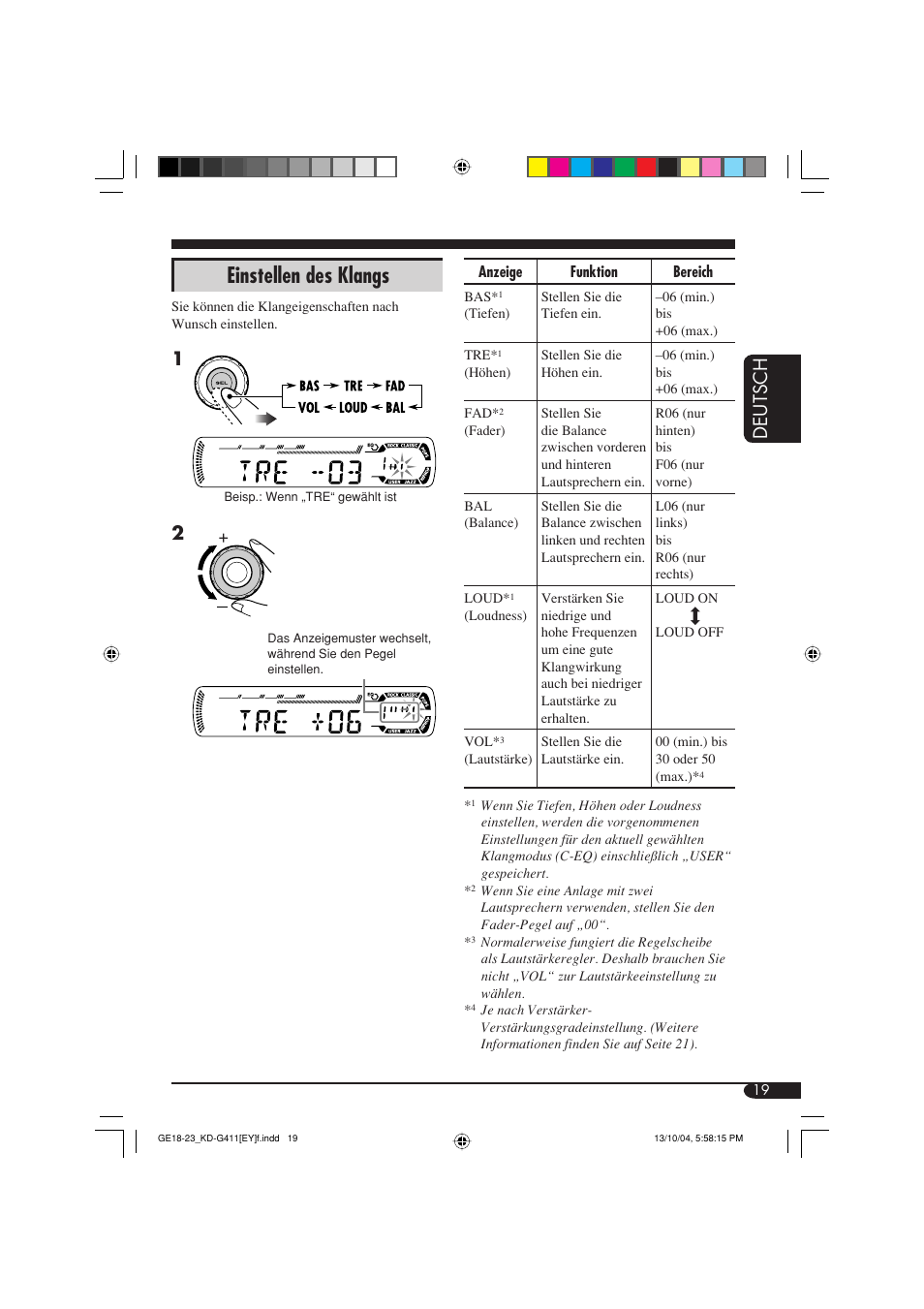 Einstellen des klangs, Deutsch | JVC KD-G411 User Manual | Page 47 / 86