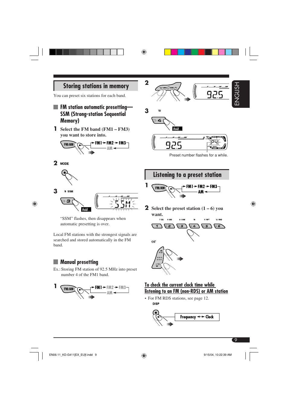 Listening to a preset station | JVC KD-G411 User Manual | Page 9 / 86