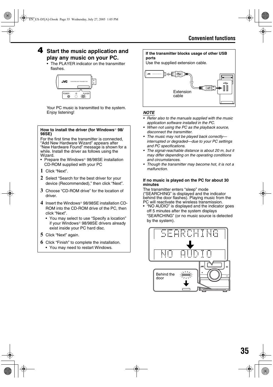 Convenient functions | JVC CA-EXD5 User Manual | Page 37 / 92