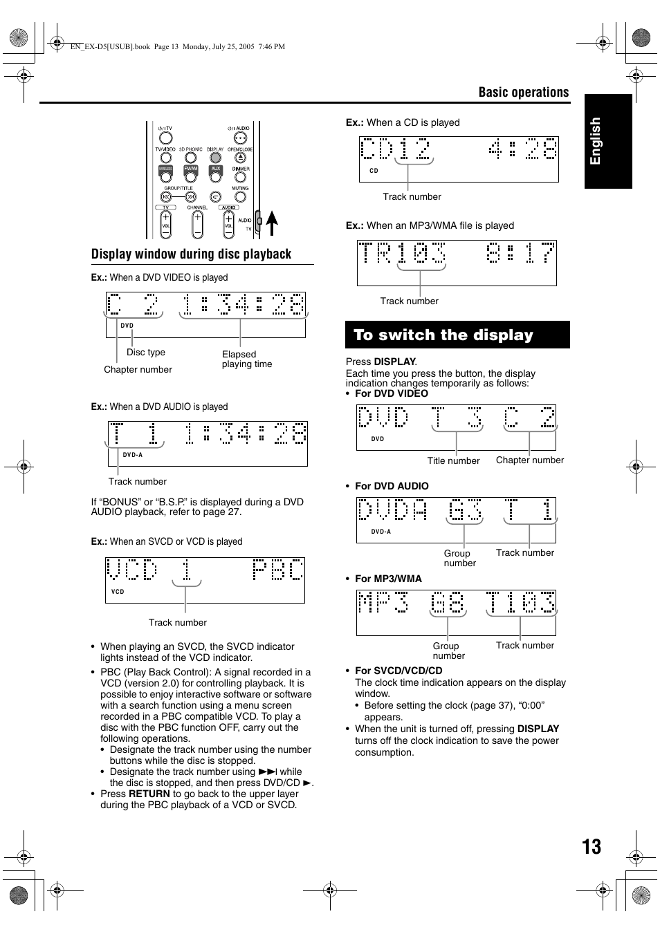 Basic operations | JVC CA-EXD5 User Manual | Page 62 / 92