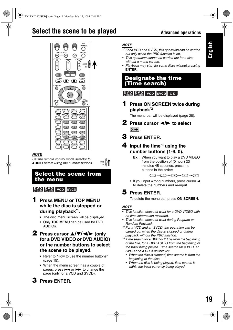 Select the scene to be played, Select the scene from the menu, Designate the time (time search) | JVC CA-EXD5 User Manual | Page 68 / 92