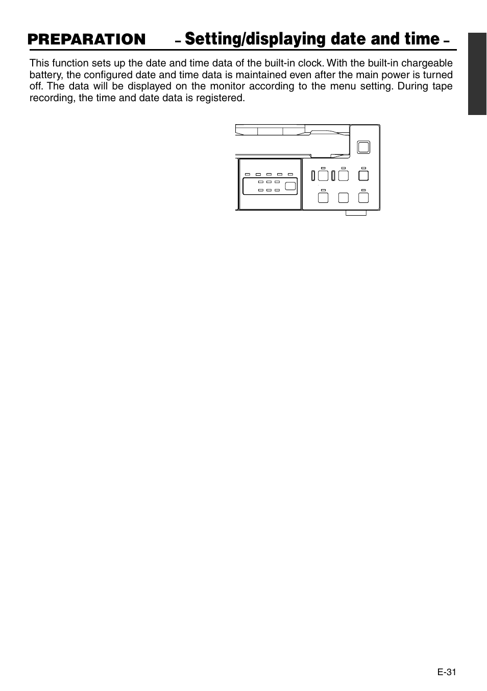 Setting/displaying date and time, Preparation | JVC BR-DV3000 User Manual | Page 31 / 72