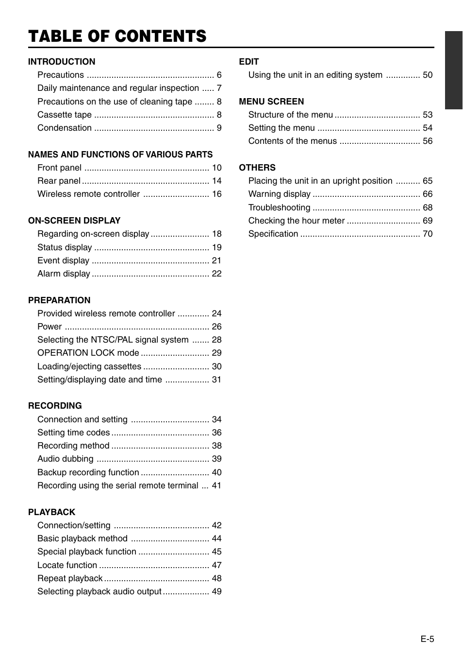 JVC BR-DV3000 User Manual | Page 5 / 72