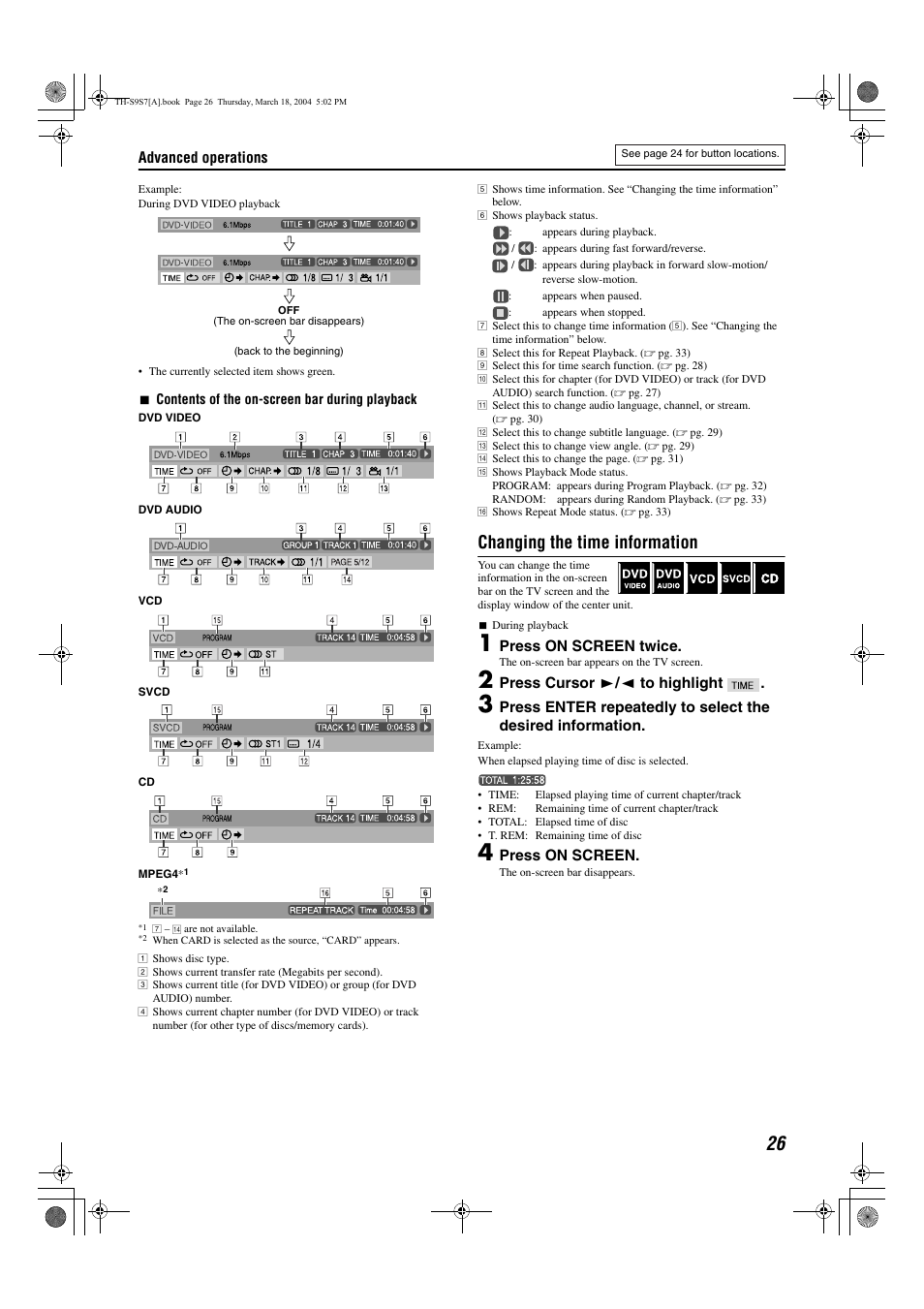 Jpeg/mpeg4), A pg. 26), Changing the time information | JVC SP-PWS9 User Manual | Page 29 / 48