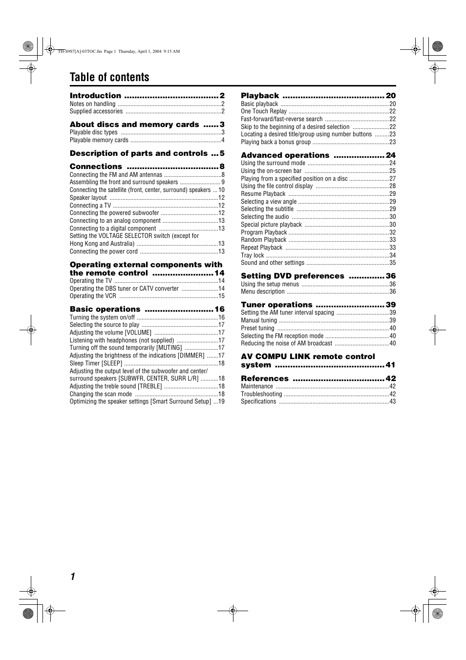 JVC SP-PWS9 User Manual | Page 4 / 48