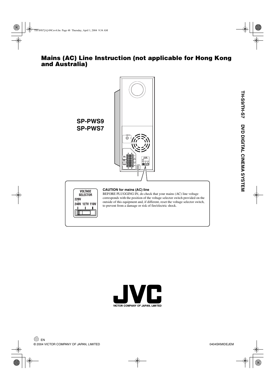 JVC SP-PWS9 User Manual | Page 48 / 48