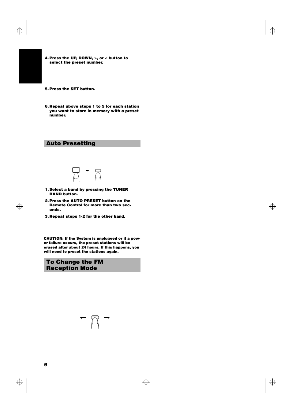 Auto presetting to change the fm reception mode | JVC FS-5000 User Manual | Page 12 / 20