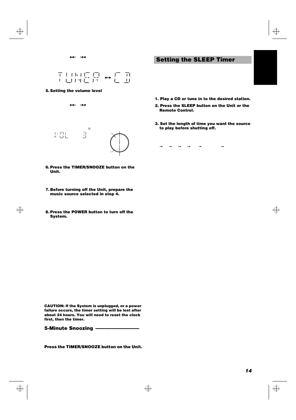 Setting the sleep timer | JVC FS-5000 User Manual | Page 17 / 20