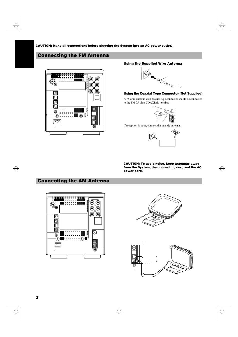 Connecting the fm antenna, Connecting the am antenna, 3english | JVC FS-5000 User Manual | Page 6 / 20