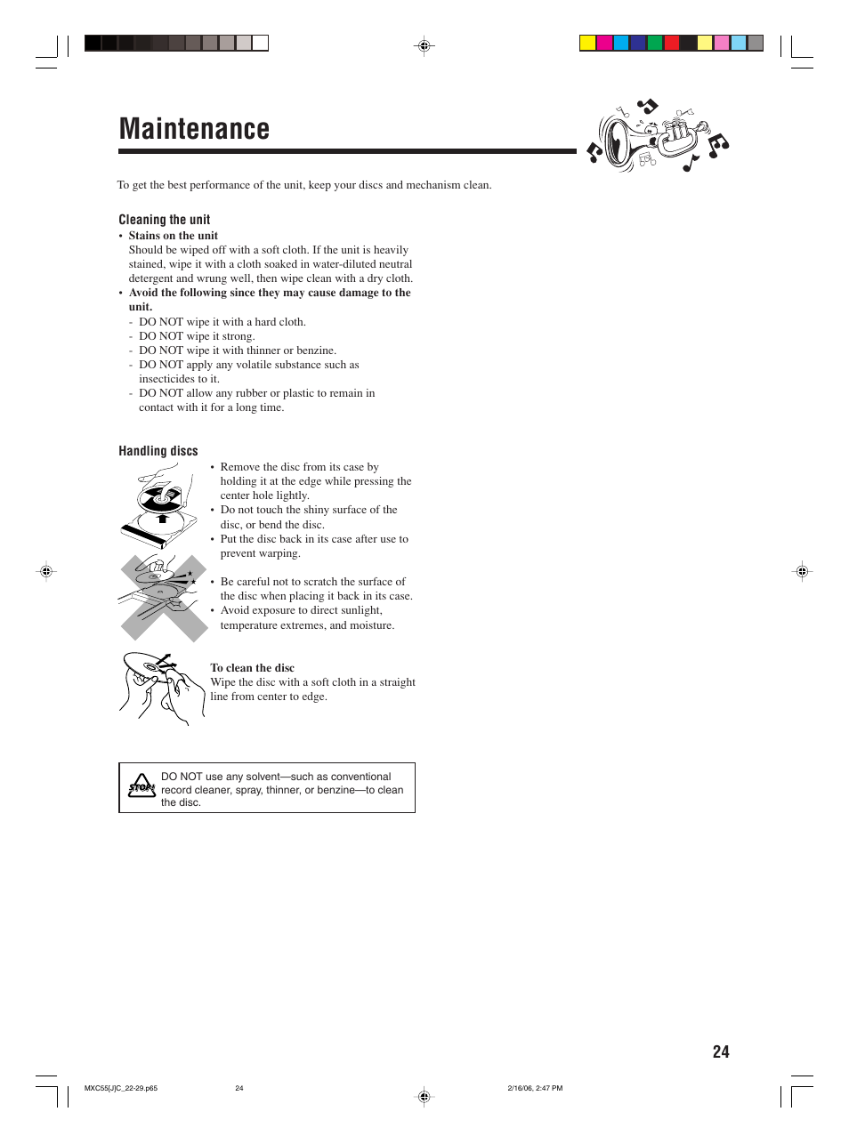 Maintenance | JVC MX-C55 User Manual | Page 27 / 32