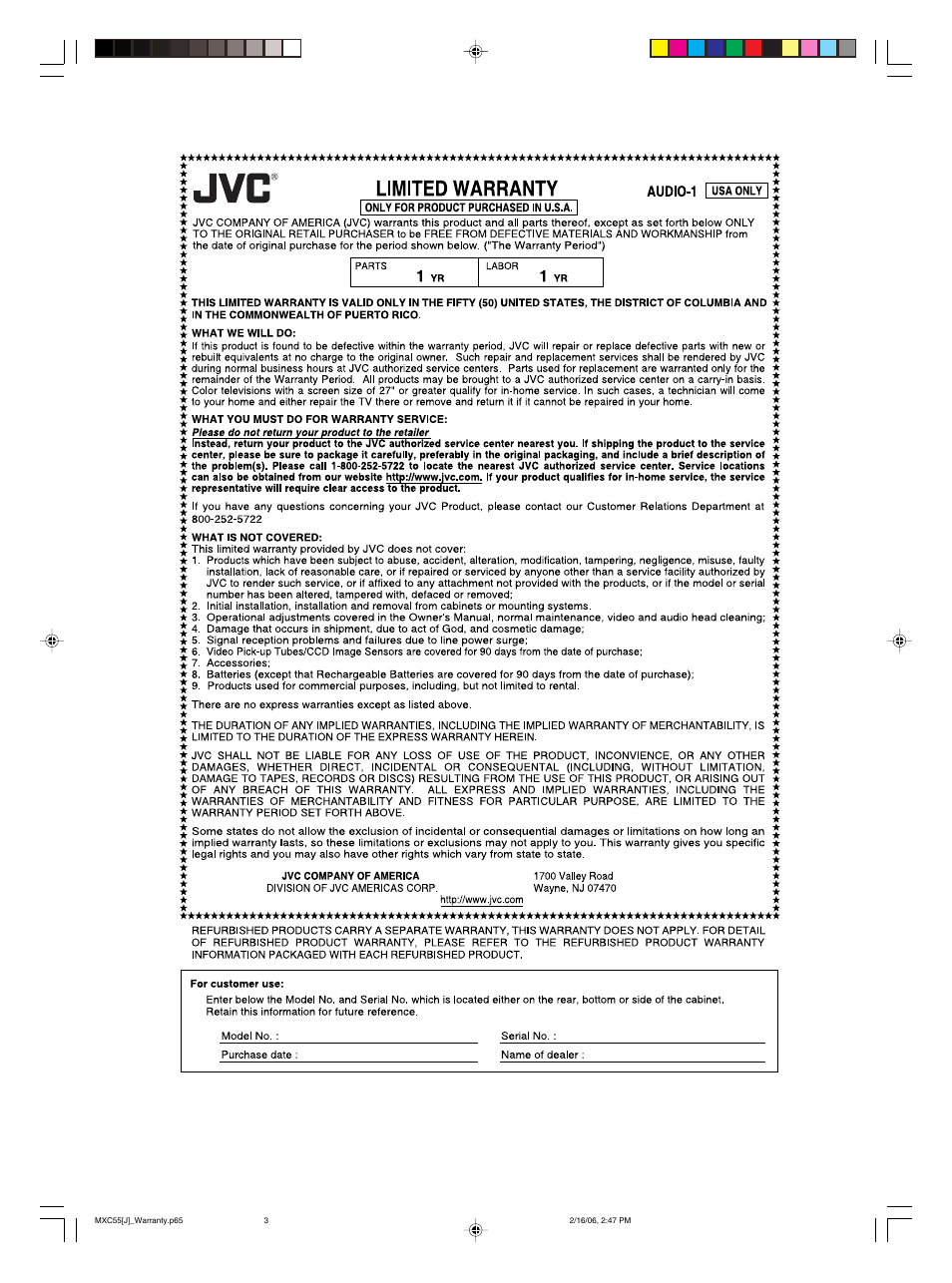 JVC MX-C55 User Manual | Page 31 / 32