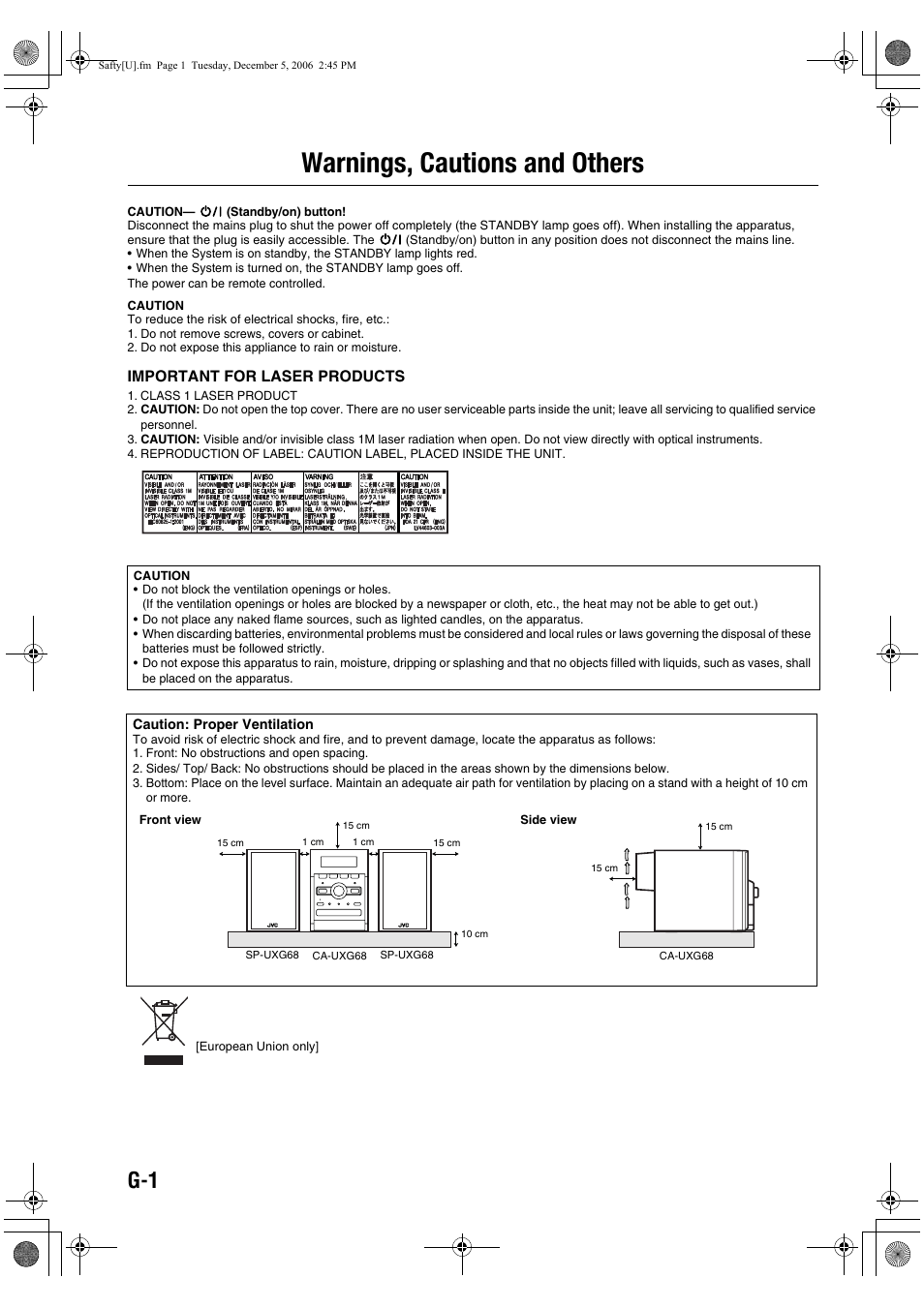Warnings, cautions and others, Important for laser products | JVC 0207WMKMDCJEM User Manual | Page 2 / 48