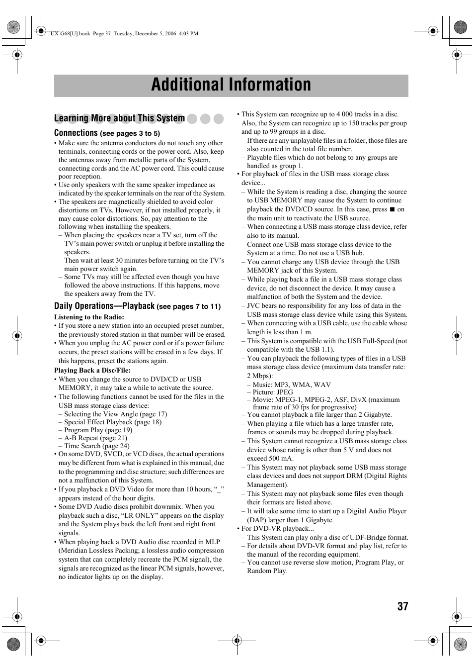 Additional information, Learning more about this system | JVC 0207WMKMDCJEM User Manual | Page 39 / 48
