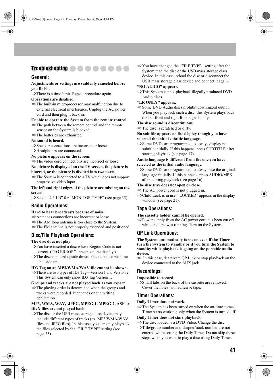 Troubleshooting | JVC 0207WMKMDCJEM User Manual | Page 43 / 48