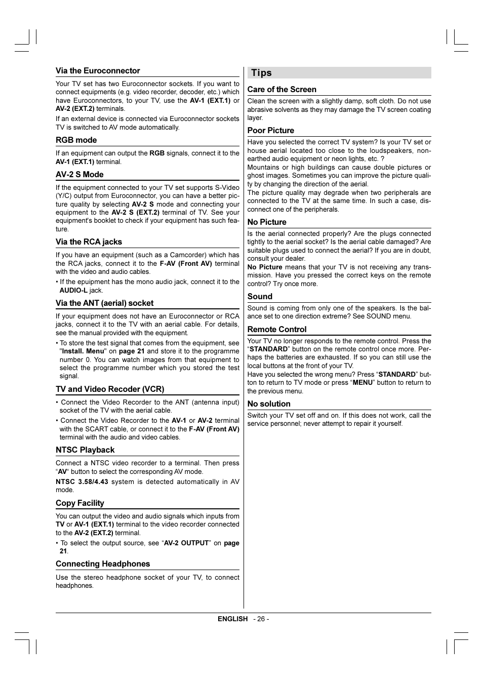 Tips | JVC AV-28KM3BN User Manual | Page 13 / 14