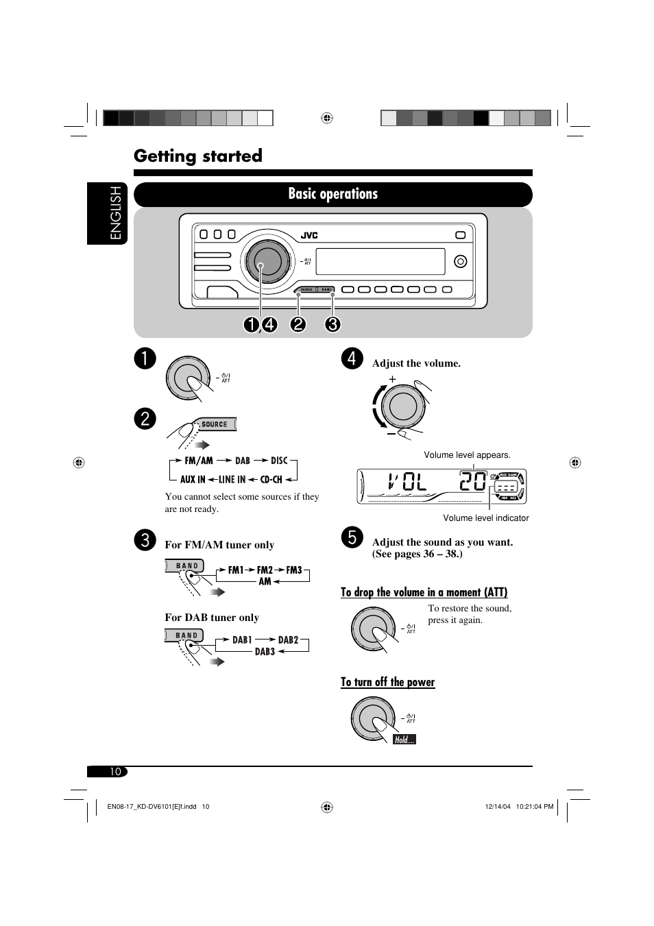 Getting started, Basic operations | JVC KD-DV6102 User Manual | Page 10 / 68