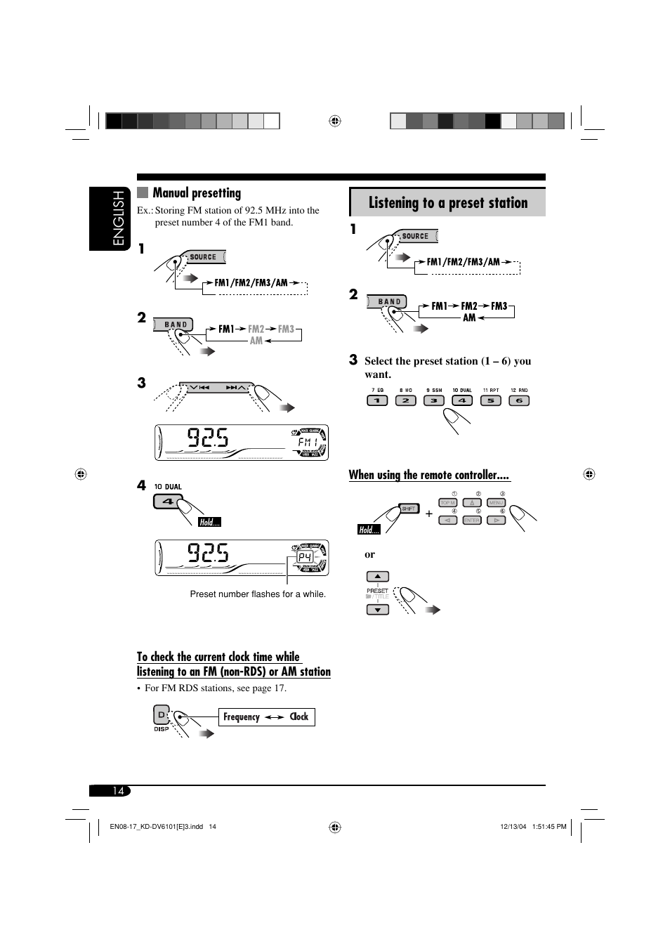 Listening to a preset station | JVC KD-DV6102 User Manual | Page 14 / 68