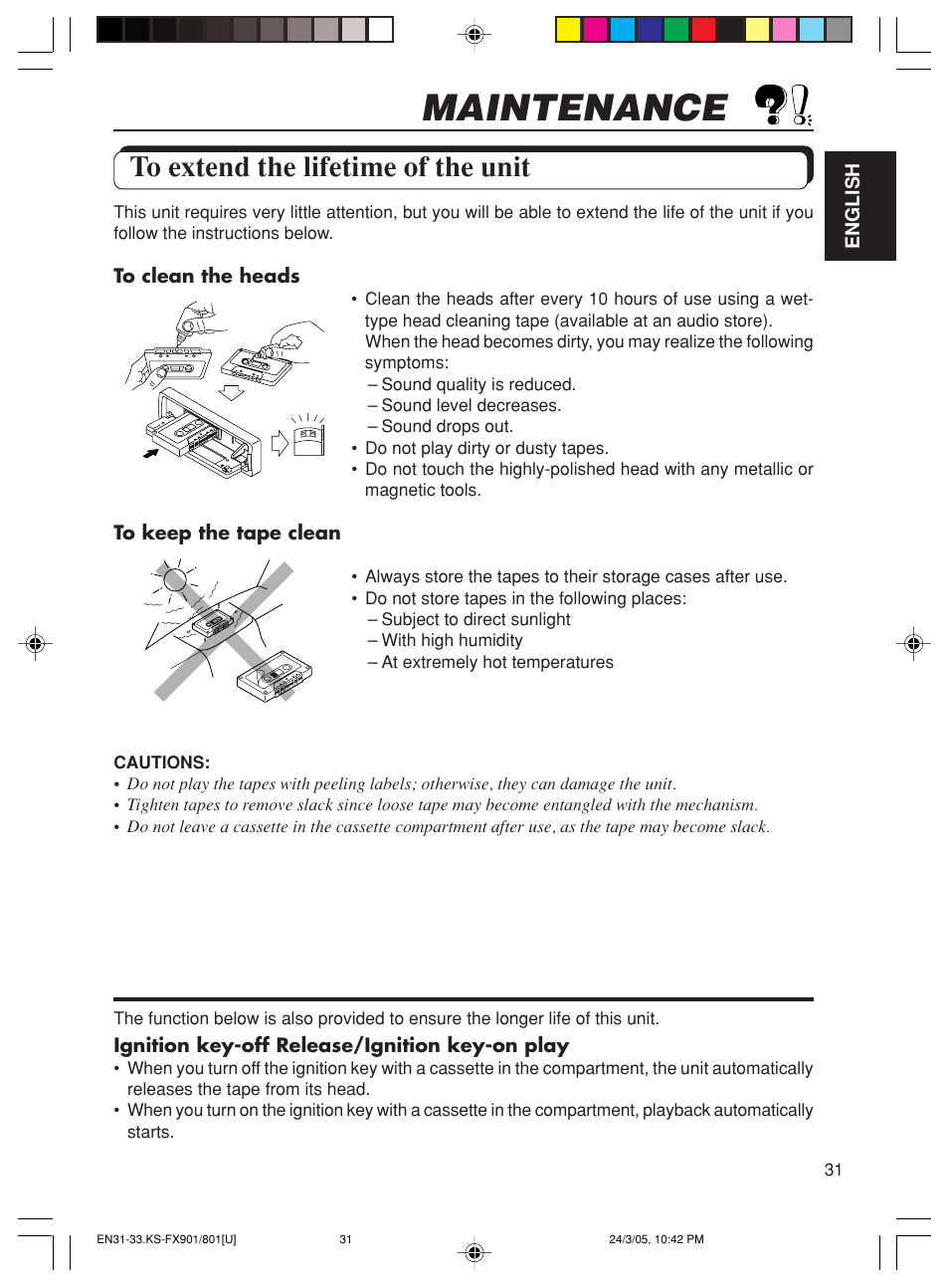 Maintenance | JVC KS-FX801 User Manual | Page 31 / 37