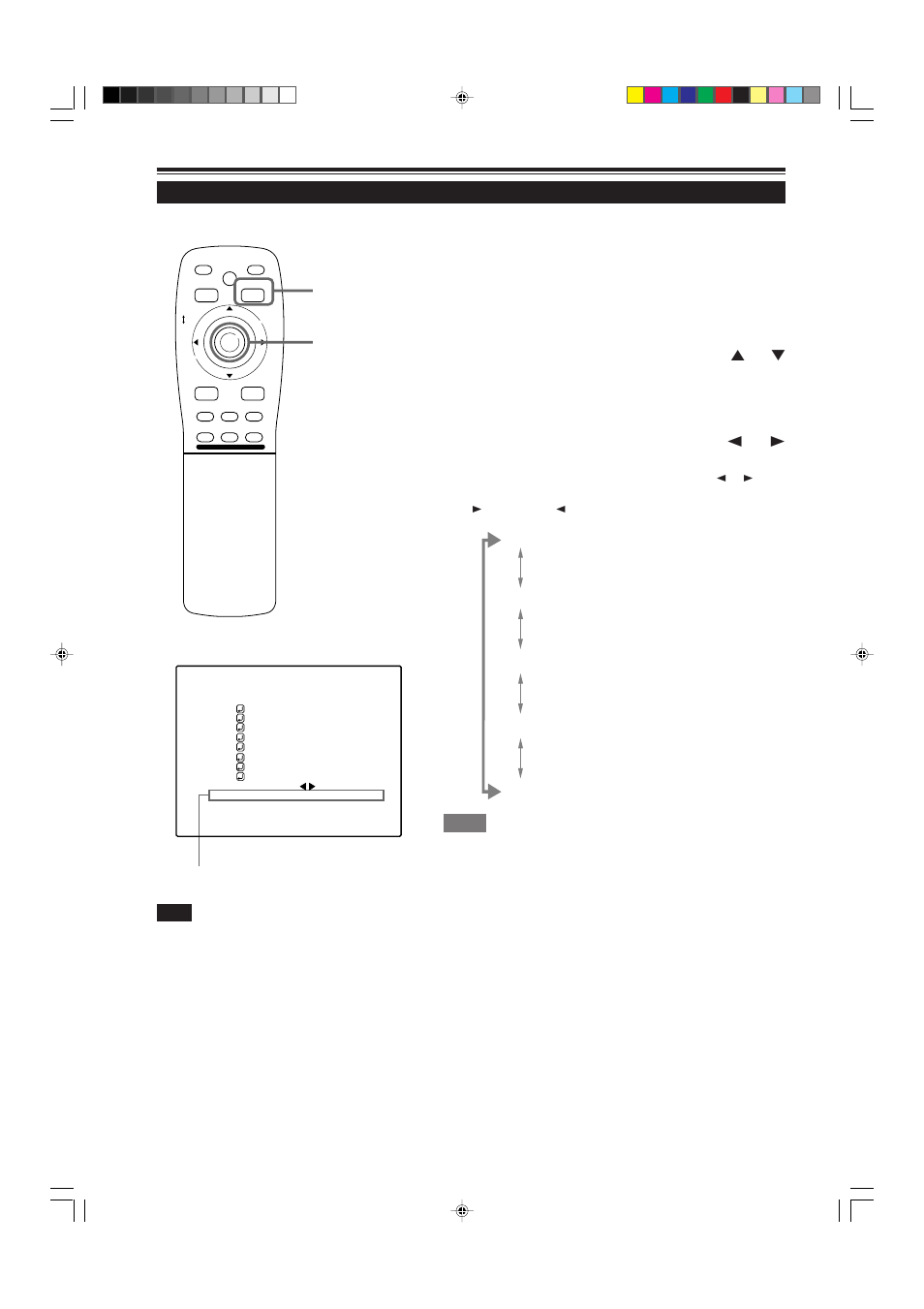 Changing the color system, Press the menu/enter button, Press menu/enter toward the 2 or 3 mark to set | Remote control unit ■ main menu, 34 operating the main menu (cont.) | JVC DLA-M5000SCU User Manual | Page 34 / 68