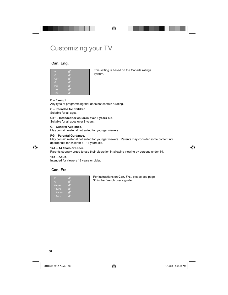 Customizing your tv | JVC 1208TSH-II-IM User Manual | Page 36 / 68