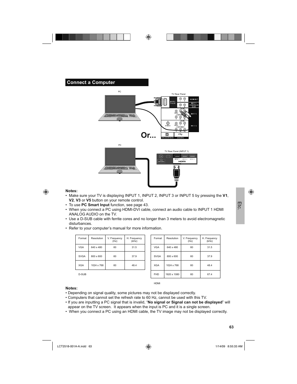 Connect a computer | JVC 1208TSH-II-IM User Manual | Page 63 / 68