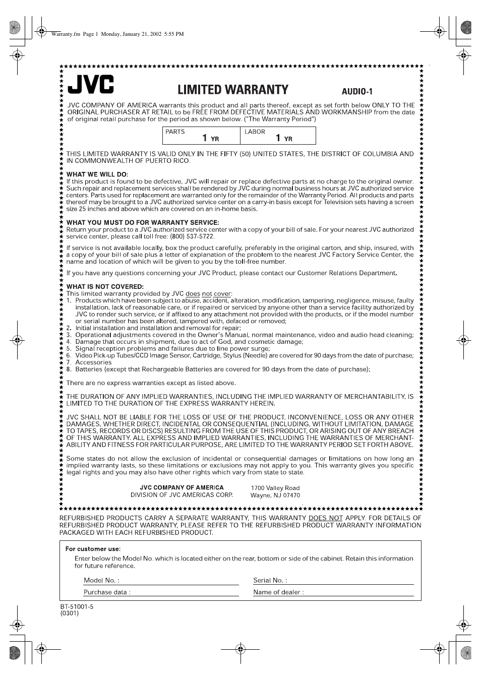 JVC VS-DT8 User Manual | Page 30 / 32