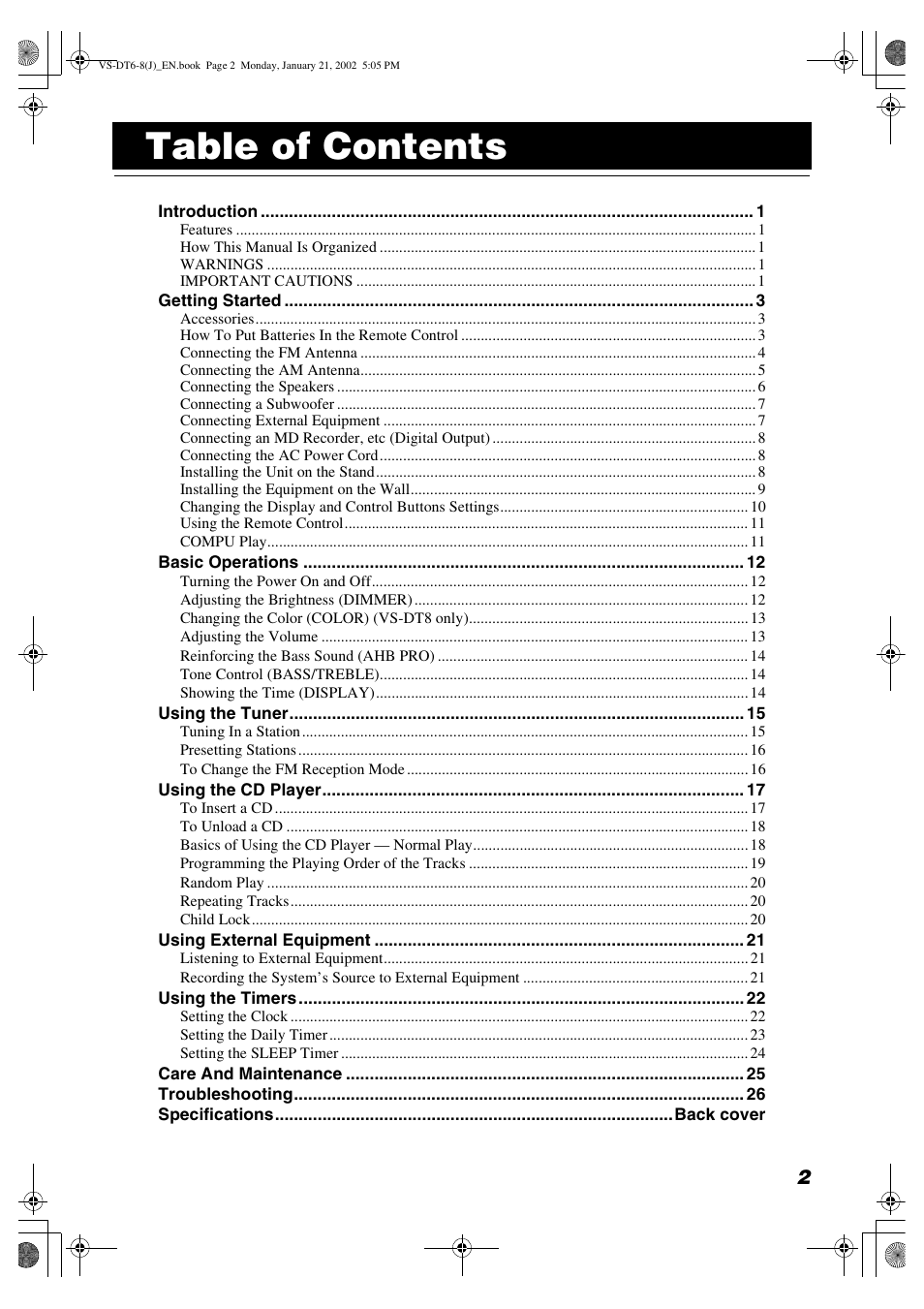 JVC VS-DT8 User Manual | Page 5 / 32