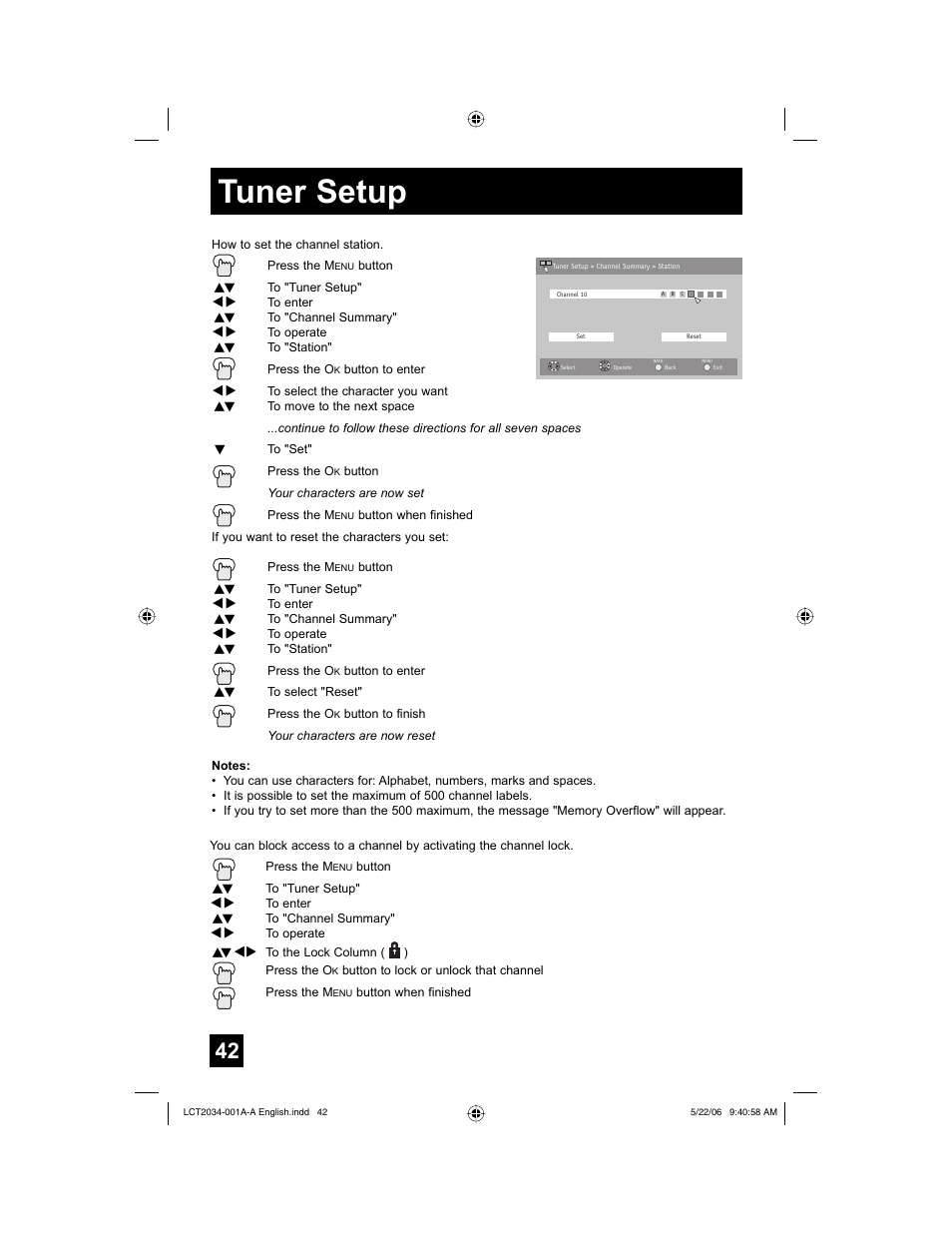 Tuner setup | JVC AV 30W777 User Manual | Page 42 / 72