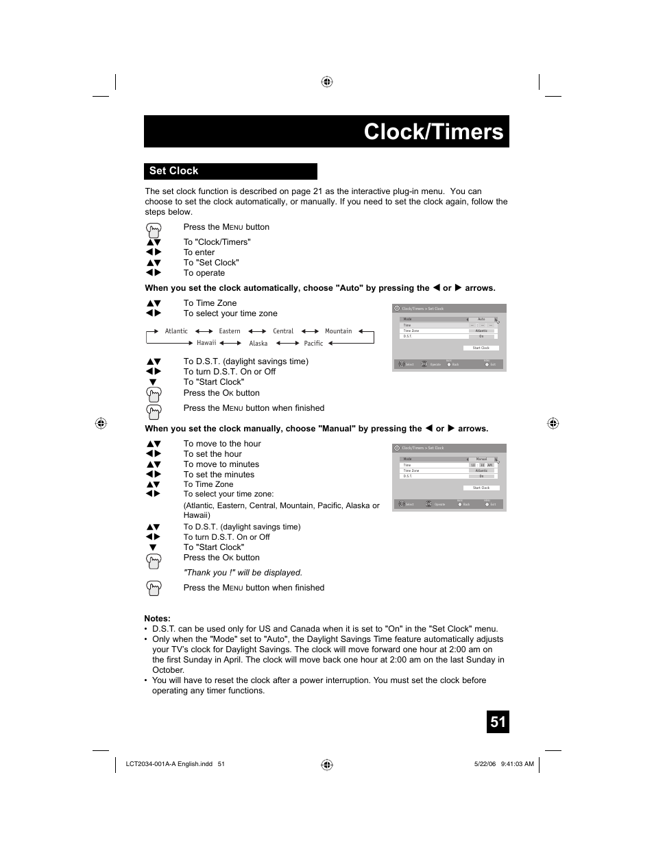 Clock/timers, Set clock | JVC AV 30W777 User Manual | Page 51 / 72