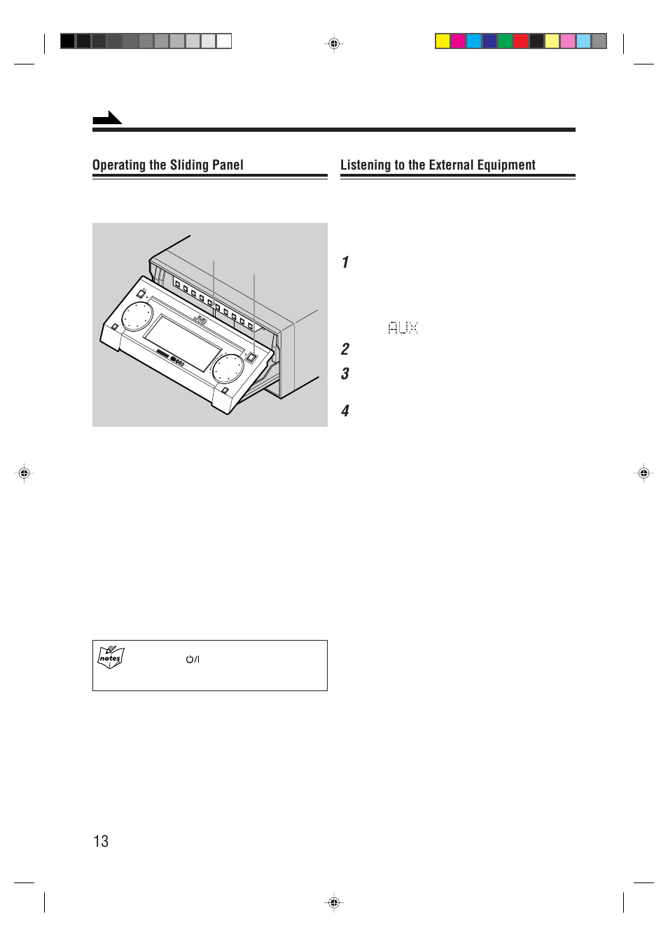 Operating the sliding panel, Listening to the external equipment, Start playing back the external equipment | Apply other sound effects, if you wish, Inner buttons open/close | JVC XT-UXG66R User Manual | Page 16 / 40