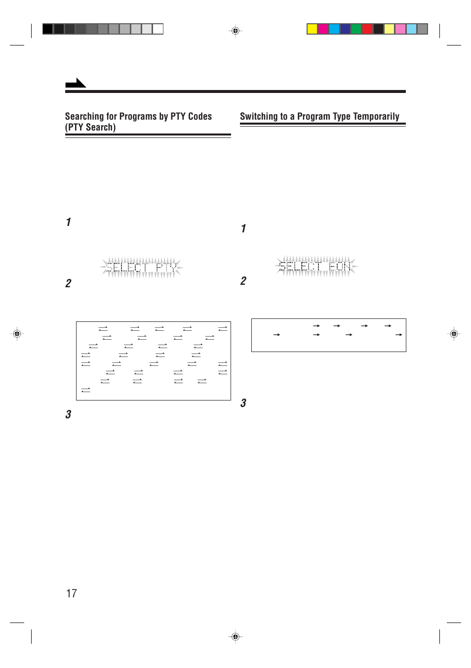 Switching to a program type temporarily, Searching for programs by pty codes (pty search) | JVC XT-UXG66R User Manual | Page 20 / 40