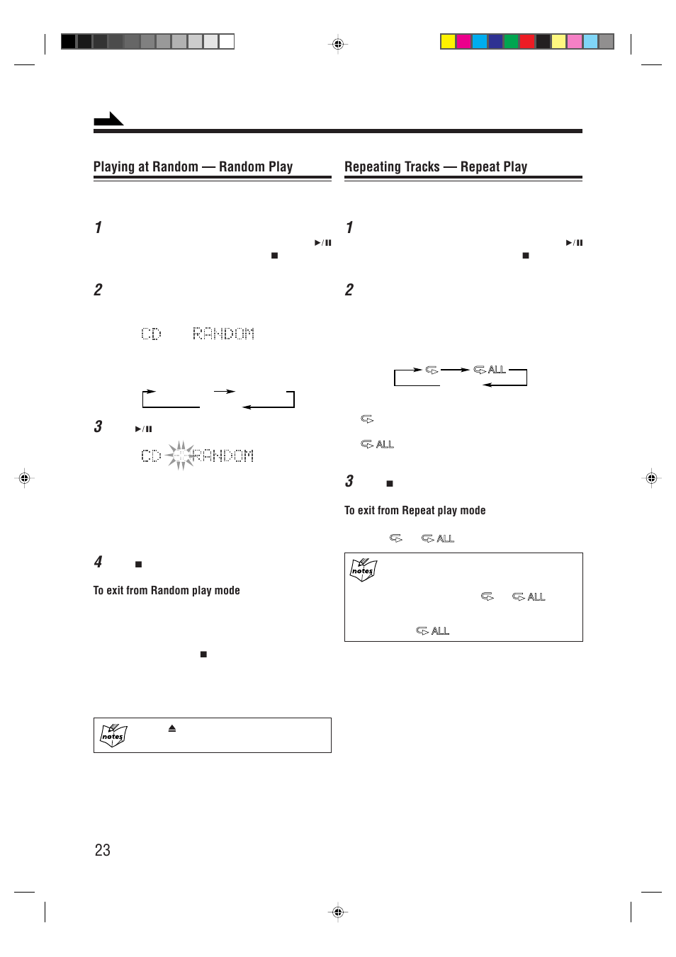 Repeating tracks — repeat play, Playing at random — random play | JVC XT-UXG66R User Manual | Page 26 / 40