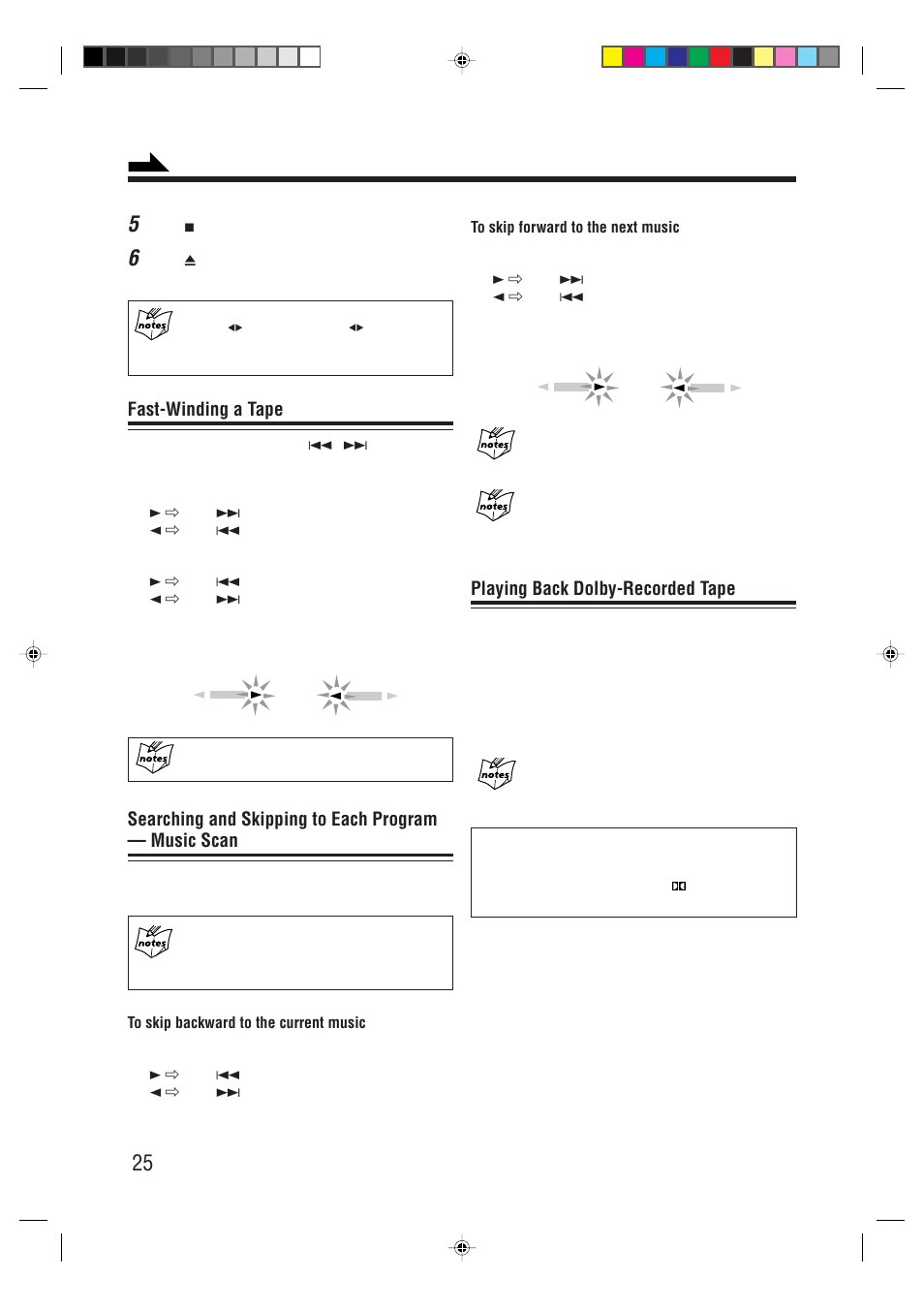 Playing back dolby-recorded tape, Fast-winding a tape | JVC XT-UXG66R User Manual | Page 28 / 40