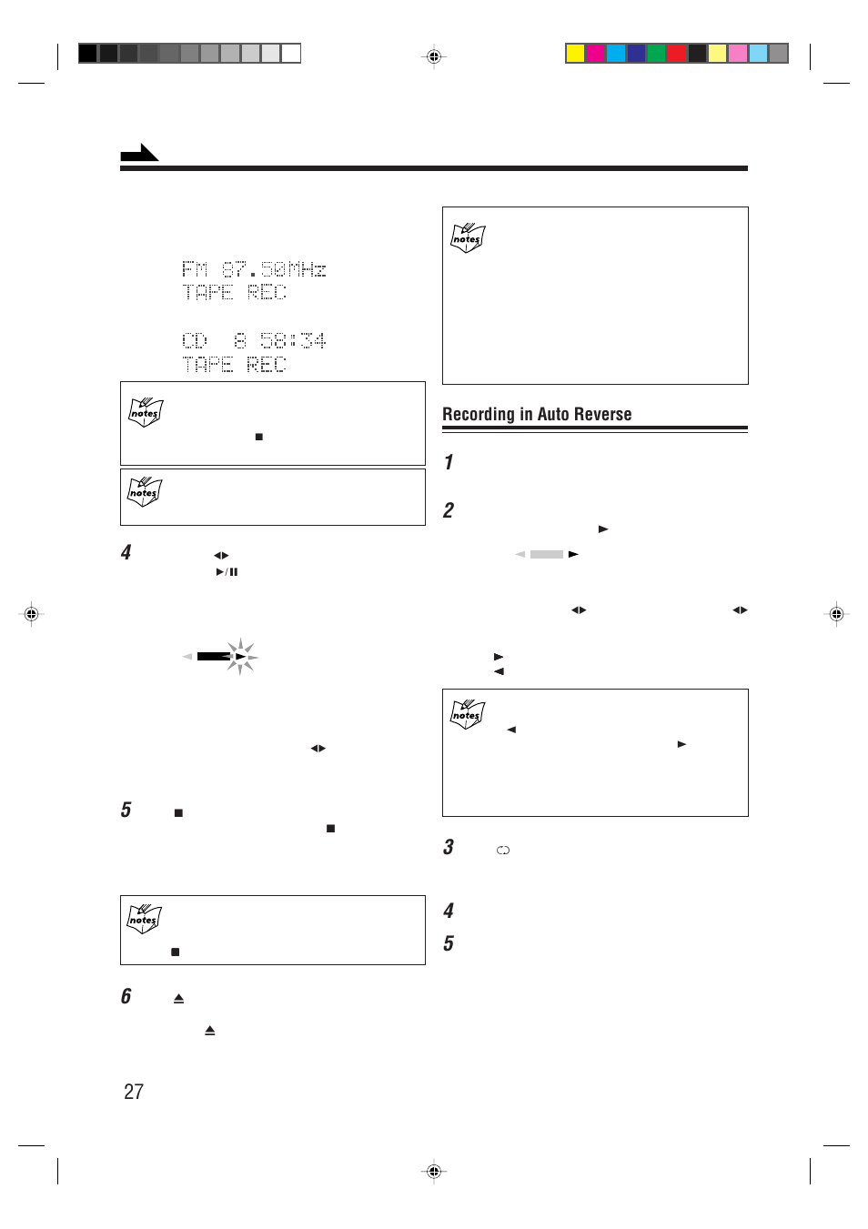 Recording in auto reverse | JVC XT-UXG66R User Manual | Page 30 / 40