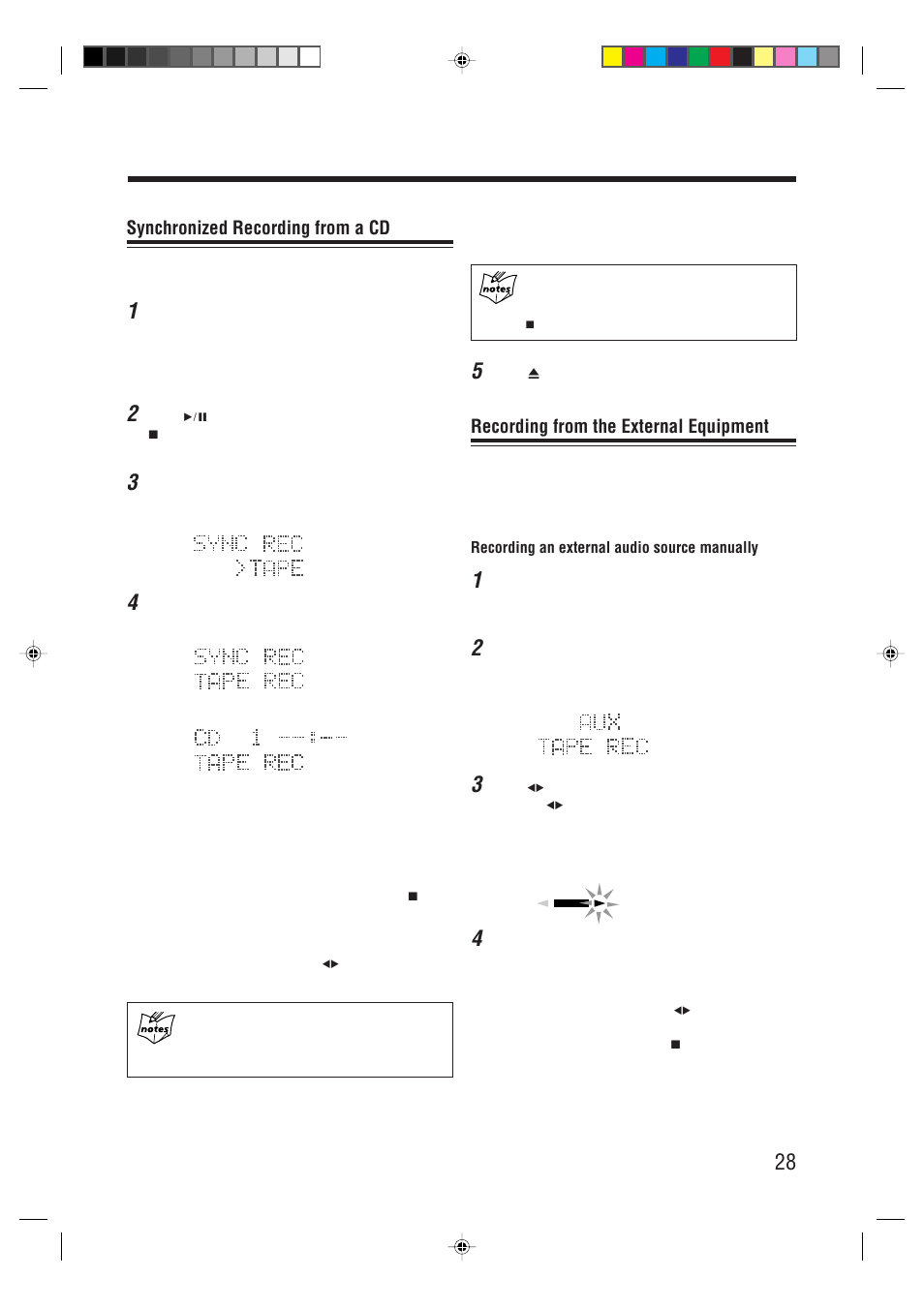 Synchronized recording from a cd, Recording from the external equipment | JVC XT-UXG66R User Manual | Page 31 / 40