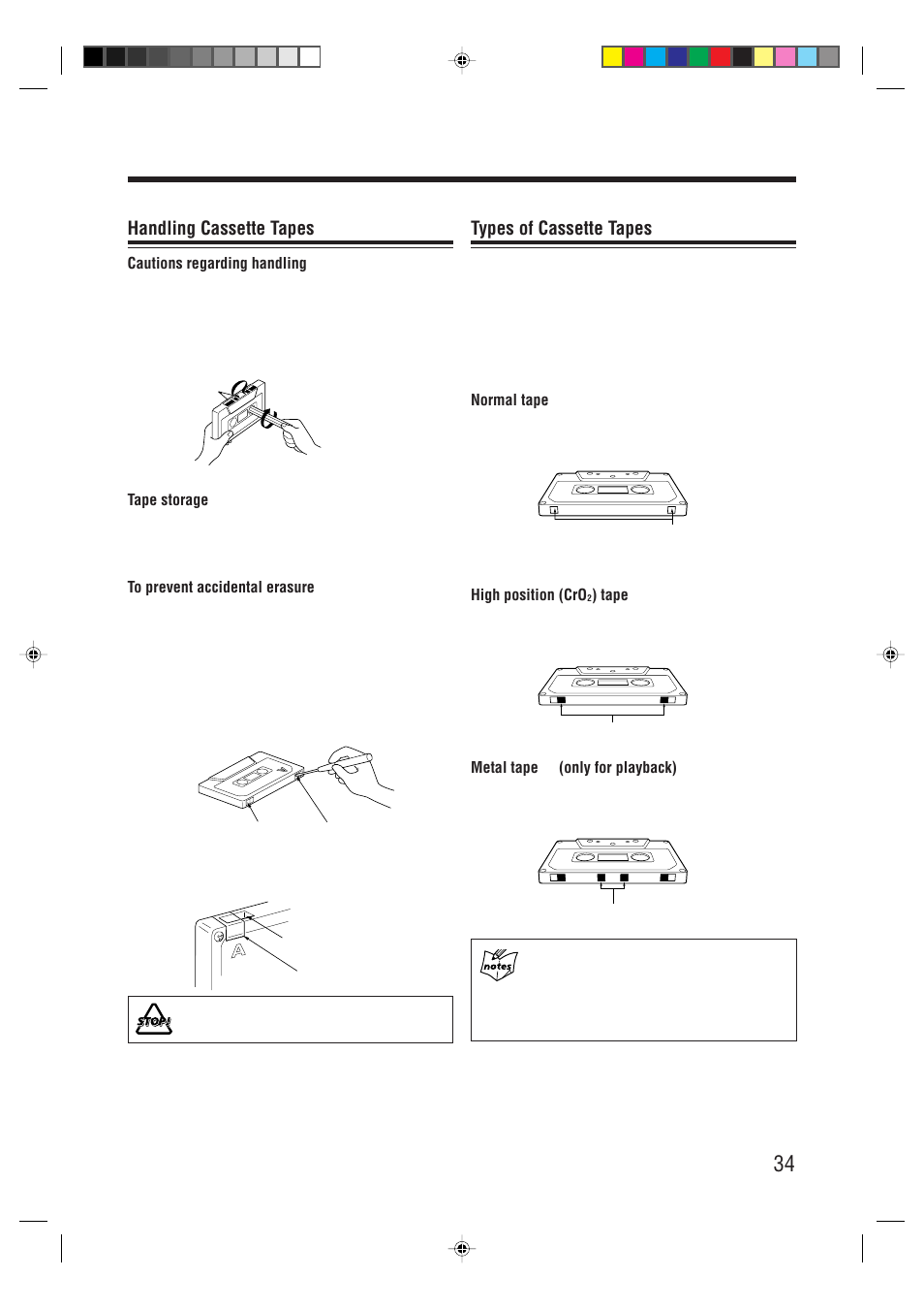 Types of cassette tapes, Handling cassette tapes | JVC XT-UXG66R User Manual | Page 37 / 40