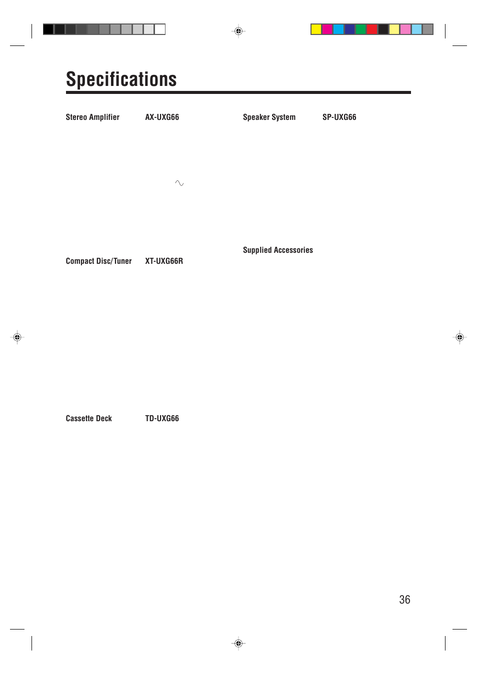 Specifications | JVC XT-UXG66R User Manual | Page 39 / 40
