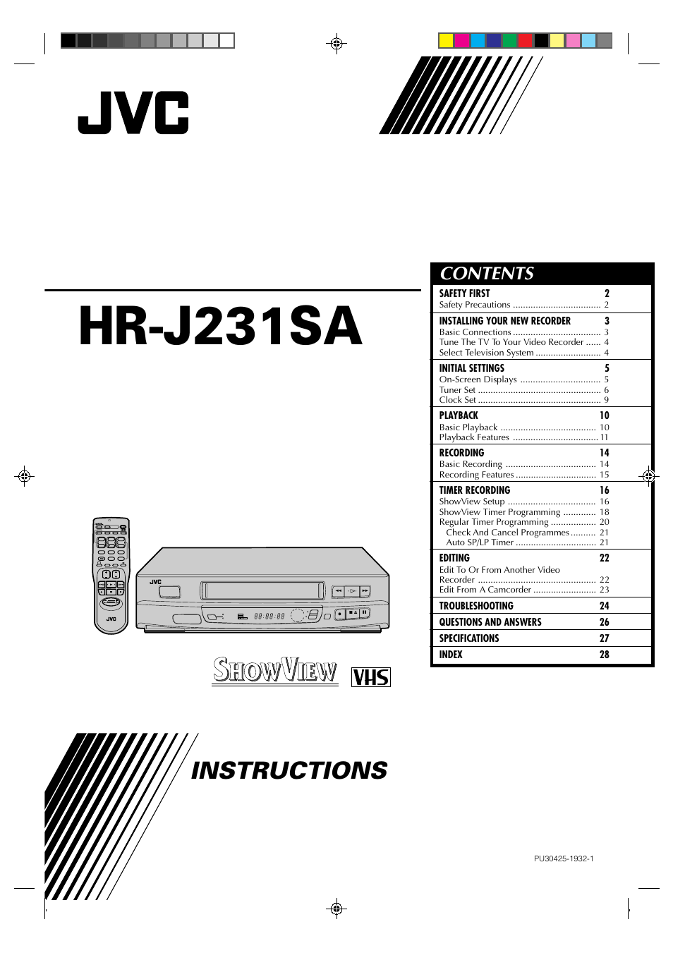 JVC HR-J231SA User Manual | 32 pages