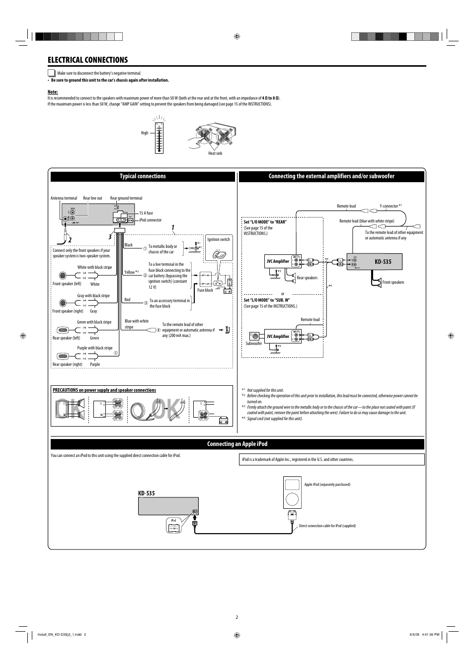 Electrical connections, Connecting an apple ipod | JVC GET0483-001A User Manual | Page 138 / 138