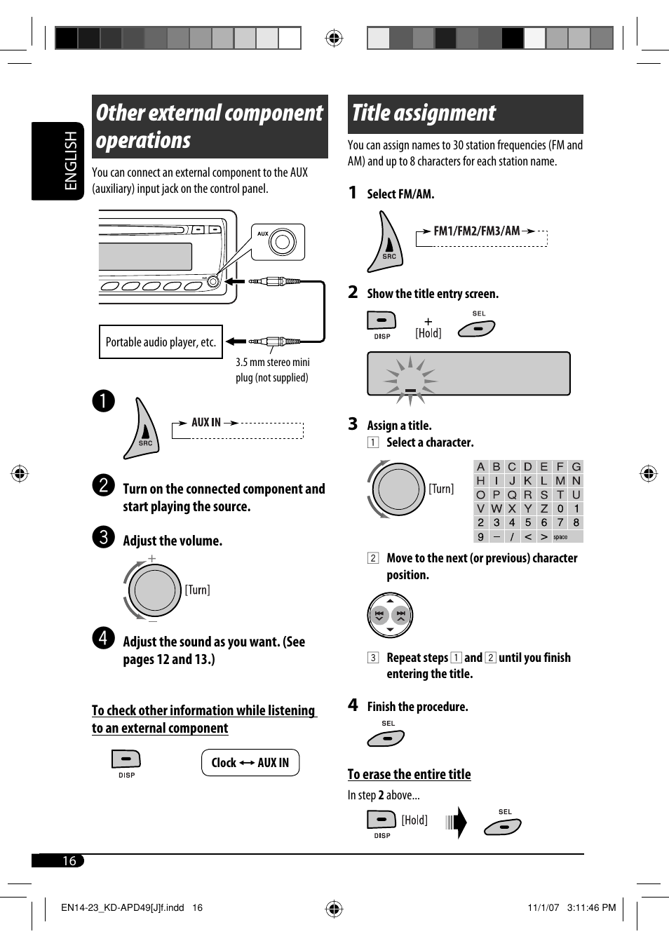 Other external component operations, Title assignment | JVC GET0483-001A User Manual | Page 16 / 138