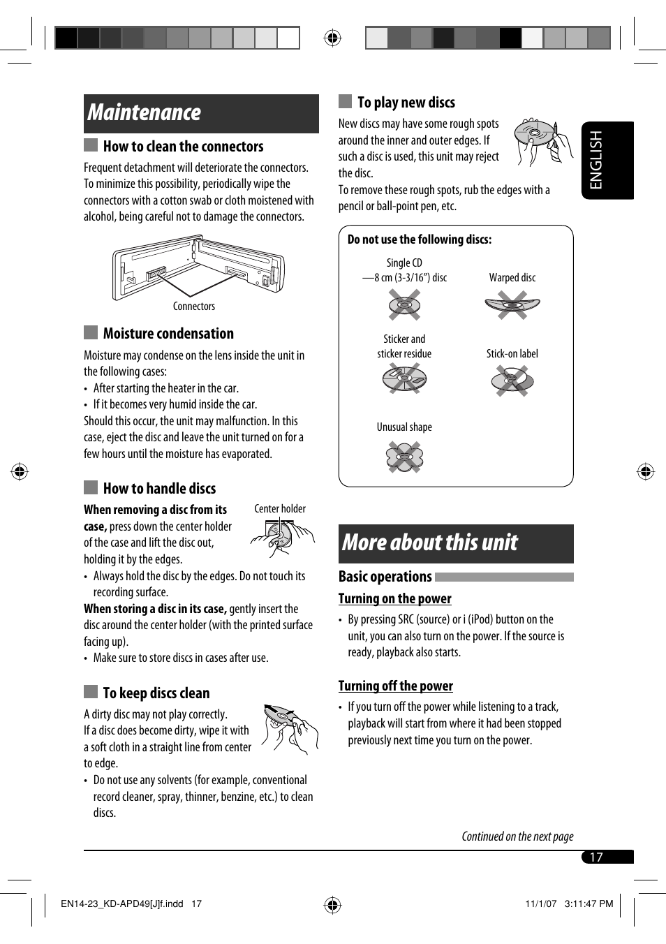 Maintenance, More about this unit | JVC GET0483-001A User Manual | Page 17 / 138