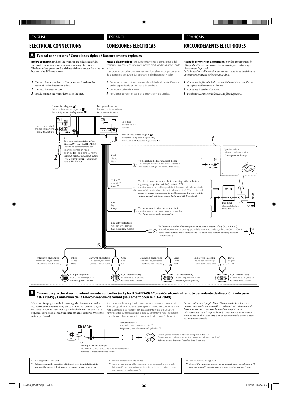 Electrical connections, English, Español français | JVC GET0483-001A User Manual | Page 27 / 138