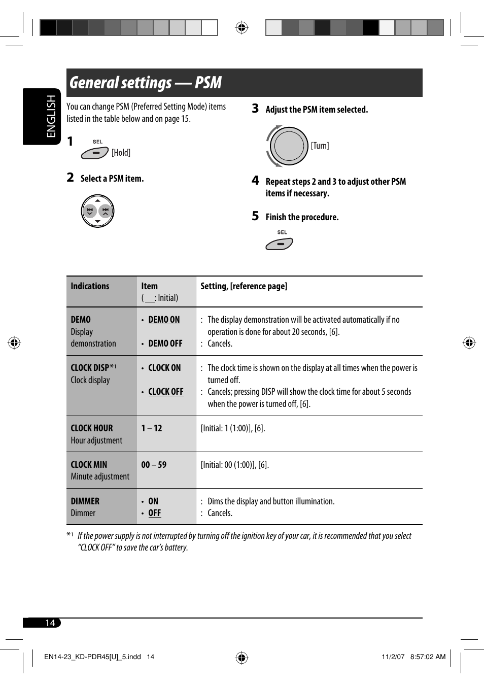 General settings — psm, English | JVC GET0483-001A User Manual | Page 42 / 138