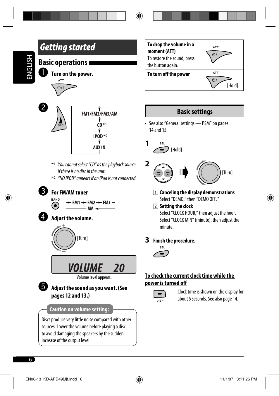 Getting started, Basic operations, Basic settings | JVC GET0483-001A User Manual | Page 6 / 138