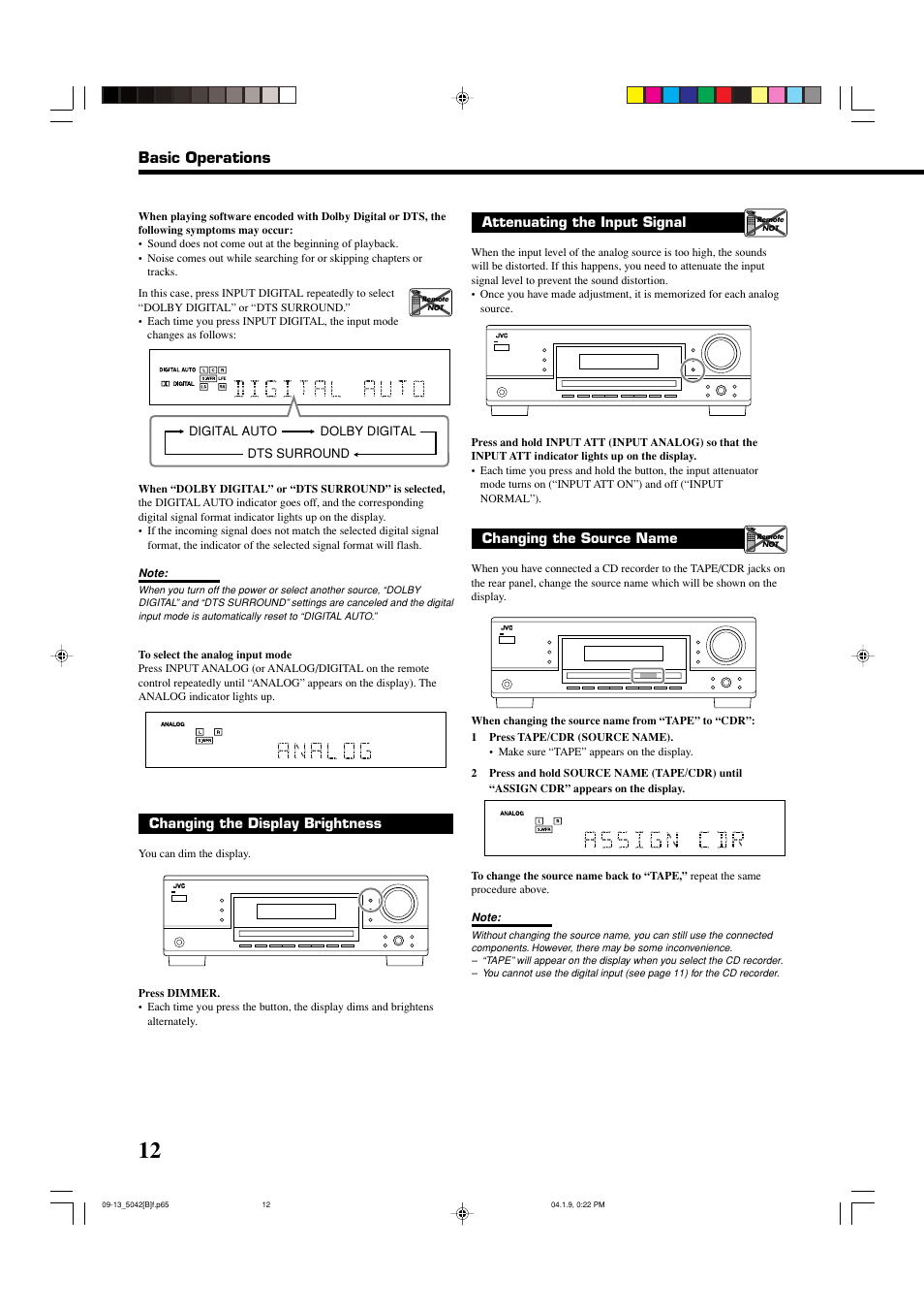 Basic operations | JVC RX-5042S  EN User Manual | Page 16 / 40