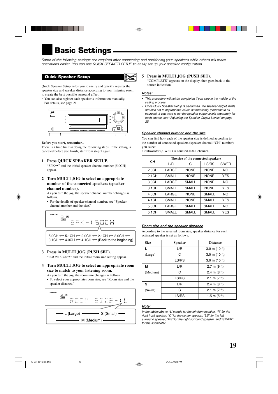 Basic settings | JVC RX-5042S  EN User Manual | Page 23 / 40