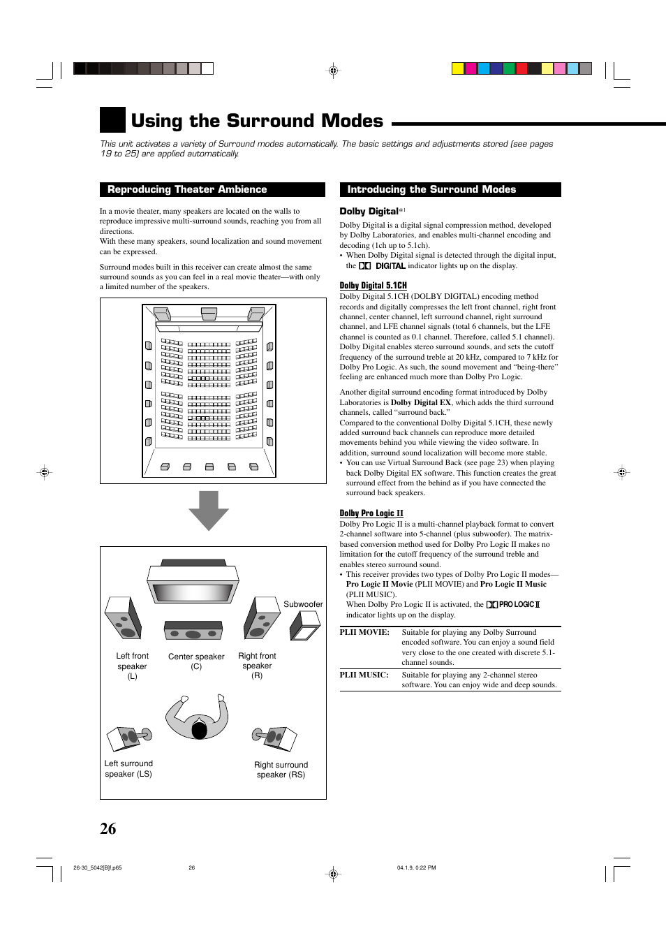 Using the surround modes | JVC RX-5042S  EN User Manual | Page 30 / 40