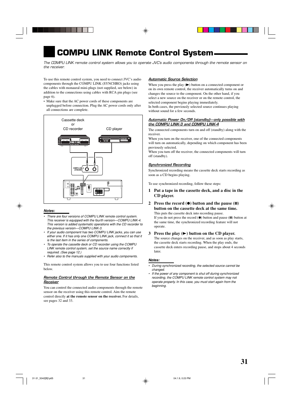 Compu link remote control system | JVC RX-5042S  EN User Manual | Page 35 / 40