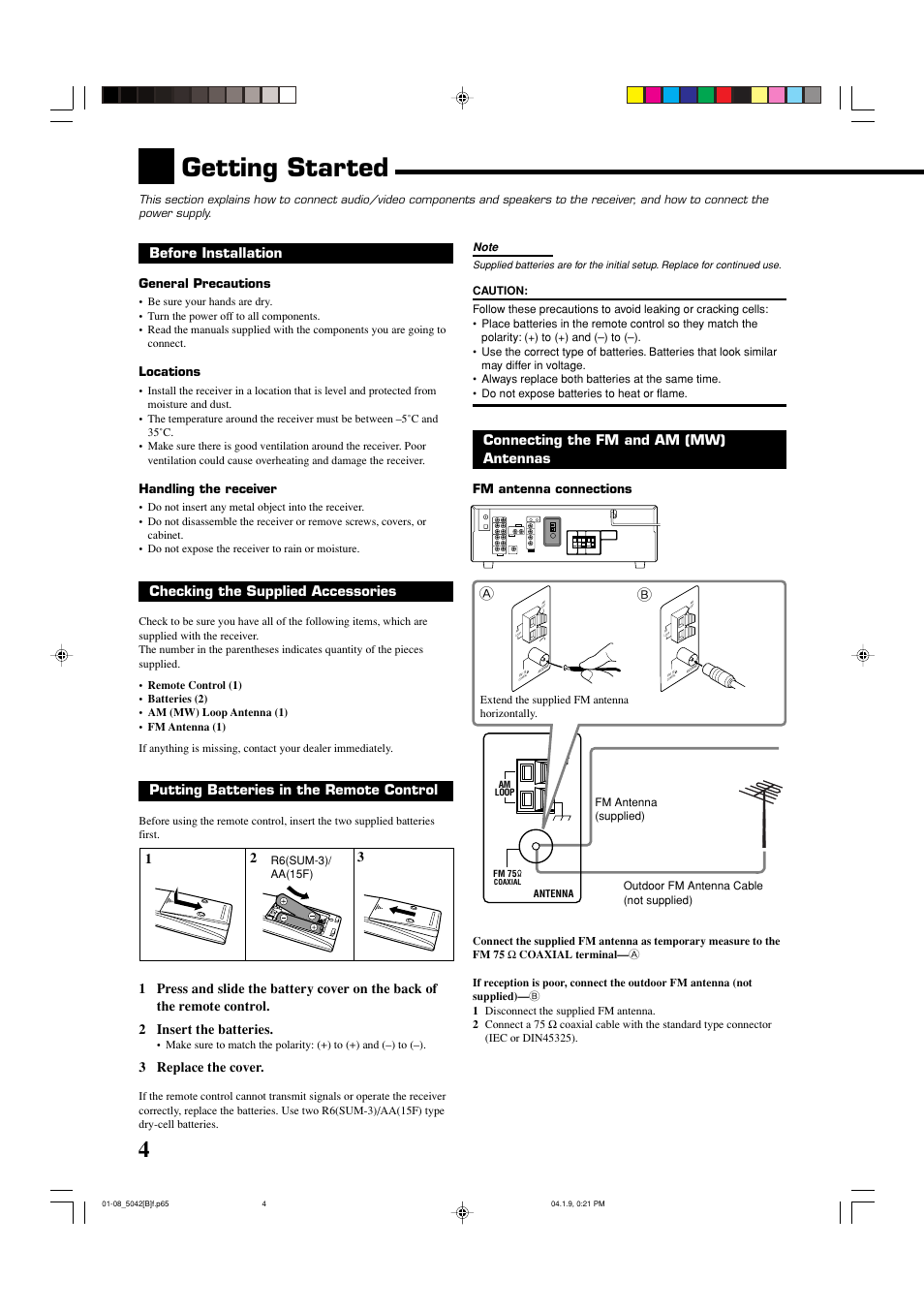 Getting started | JVC RX-5042S  EN User Manual | Page 8 / 40